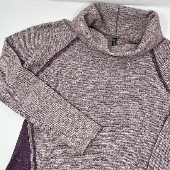 Kuhl NOVA Knit Sweater Pullover Cowl Neck Wool Blend Purple Exposed Seams M - Picture 1 of 5